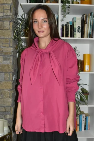 Paloma Tela Neckerchief Blouse Deep Raspberry